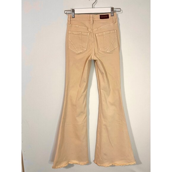 SHYANNE Cream/Ivory Western Country High Rise Stretch Flare Jeans Frayed Hem SIZ - Picture 3 of 10